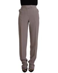 Armani - Brown High Waist Silk Tapered Long Pants - Lyst