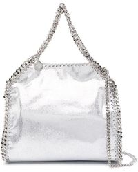 Stella McCartney - Silber metallic falabella tote tasche,graue taschen mit diamantgeschliffener kette - Lyst