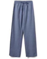 Sofie Schnoor - Blauw-Zwart Antiek Witte Wijde Pijp Broek - Lyst