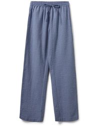 Sofie Schnoor - Blauw-Zwart Antiek Witte Wijde Pijp Broek - Lyst
