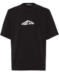 DSquared² - Tops ,Zwart ,Katoen Icon New Generation Loose Fit T-Shirt - Lyst
