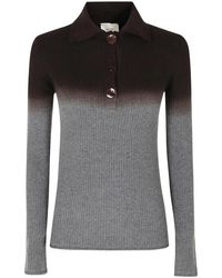 Alysi - Truien & Vesten ,Grijs ,Wol Polo Fancy Knit Sfumatura - Lyst
