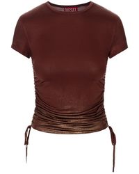 DIESEL - Bruine Top Met Acetaat En Elastaan - Lyst