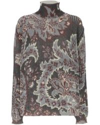 Etro - Truien & Vesten ,Veelkleurig ,Wol Oversized Coltrui - Lyst