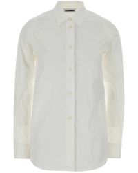Jil Sander - Overhemden ,Wit ,Katoen Cotton Poplin Shirt - Lyst
