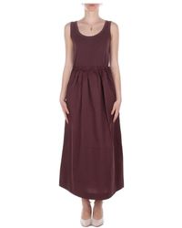 Alpha Studio - Kleedjes ,Bruin ,Katoen Maxi-Jurk Met Trekkoord - Lyst