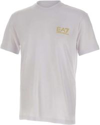 EA7 - Label Viscose-Jersey T-Shirt Met Ronde Hals - Lyst