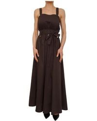 Liu Jo - Kleedjes ,Bruin ,Katoen Lange Poplin Jurk - Lyst