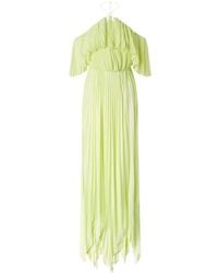 Pinko - Groene Halternek Off-Shoulder Jurk - Lyst