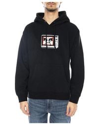 Obey - Hoodies & Sweatvesten ,Zwart ,Hooded Fleece Sweatshirt 'Tv' Print - Lyst
