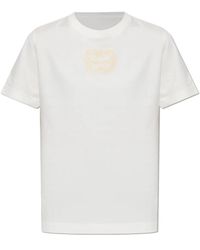 McQueen - Tops ,Wit ,Katoen T-Shirt Met Geborduurd Logo - Lyst