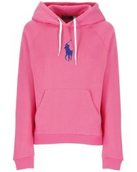Ralph Lauren - Sudadera rosa de algodón con capucha y bolsillo canguro - Lyst