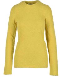 Sportmax - Truien & Vesten ,Geel ,Wol Wol Angora Mix Gebreide Trui - Lyst