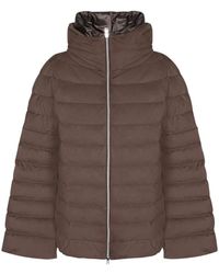 Herno - Jassen ,Bruin ,Leer Gewatteerd Donsjack - Lyst