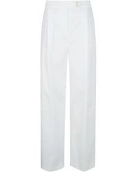 Eleventy - Broeken ,Wit ,Katoen Pantalone Con Bottoni - Lyst