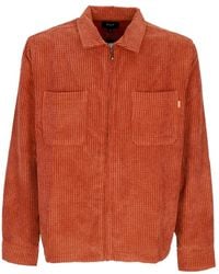 Huf - Jassen ,Oranje ,Polyester Fluweel Lange Mouw Rits Shirt Roest - Lyst