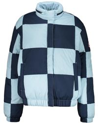 KENZO - Jassen ,Blauw ,Polyester Donsjack Met Ritssluiting En Drukknoopsluiting - Lyst