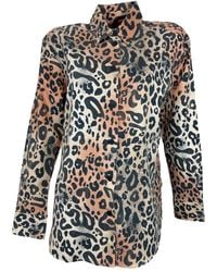 BOSS - Camisa boyfriend estampada de leopardo blusa oversize - Lyst