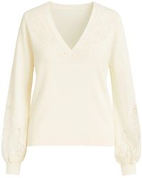 Twinset - Eleganter V-Ausschnitt Spitzenpullover - Lyst