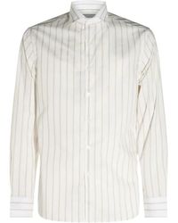Canali - Overhemden ,Katoen Gestreepte Italiaanse Kraag Shirt - Lyst