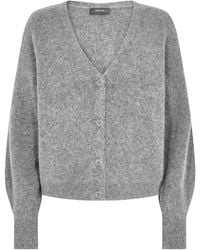 Mos Mosh - Grijze Melange V-Hals Gebreide Vest - Lyst