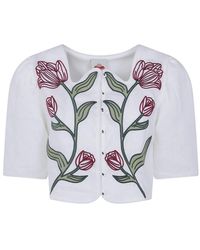 FARM Rio - Flower Crop Top Korte Mouw - Lyst