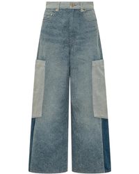 Ganni - Jeans ,Blauw ,Denim Angi Patchwork Cargo Jeans - Lyst