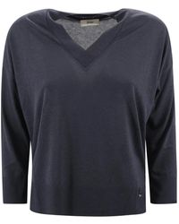 Herno - Truien & Vesten ,Blauw ,V-Neck Truien - Lyst