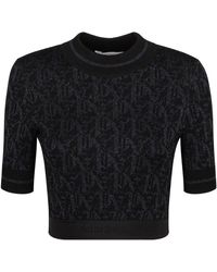Palm Angels - Truien & Vesten ,Zwart ,Zwarte Gebreide Top Met Metalen Draad - Lyst