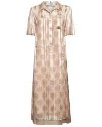 Fendi - Zijden Bloemen Midi Jurk Met Ruches - Lyst