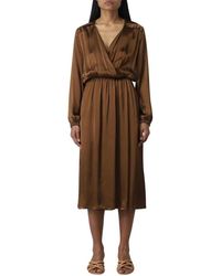 Semicouture - Elegantes Seiden Wickel Midi Kleid - Lyst