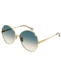 Chloé - Accessoires ,Geel ,Leer Zonnebril - Lyst