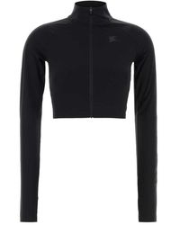 Burberry - Hoodies & Sweatvesten ,Zwart ,Nylon Stretch Nylon Sweatshirt - Lyst