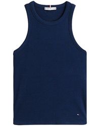 Tommy Hilfiger - Geripptes Tanktop Mit Ikonischem Detail - Lyst
