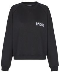 Balmain - Hoodies & Sweatvesten ,Zwart ,Katoen Logo Sweatshirt - Lyst