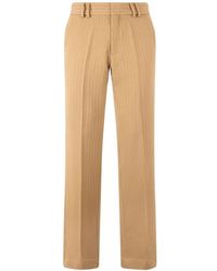 Roberto Cavalli - Broeken ,Bruin ,Wol Gestreept Pantalon Van Maagdelijke Wol - Lyst