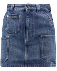 Givenchy - Rokken ,Blauw ,Katoen Mini Cargo Rok - Lyst
