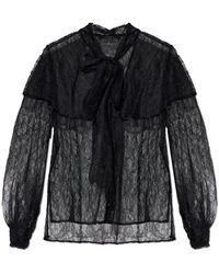 AllSaints - Overhemden ,Zwart ,Polyester Athena Lace Shirt - Lyst