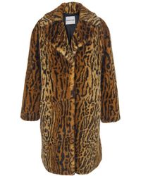 Stand Studio - Jassen ,Bruin ,Polyester Luipaardprint Revers Jas - Lyst