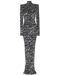 Balmain - Vestido Largo De Punto Jacquard 'Love Letter' Mujer, Talla - Lyst