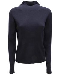 Max Mara - Geribbelde Coltrui Trui Blauw Zanzara - Lyst