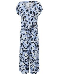 Kaffe - Blauer Blumenprint Jumpsuit Mit Kurzen Ärmeln - Lyst