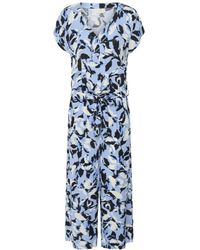 Kaffe - Jumpsuits & Playsuits ,Veelkleurig ,Blauwe Bloemenprint Jumpsuit Met Korte Mouwen - Lyst
