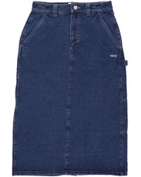 Obey - Rokken ,Blauw ,Denim Denim Midi Rok Stonewash - Lyst