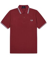 Fred Perry - Tops ,Rood ,Katoen Twin-Tipped Polo Shirt - Lyst