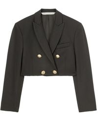 Palm Angels - Jassen ,Zwart ,Stijlvolle Cropped Double-Breasted Blazer - Lyst
