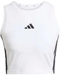 adidas - Fitness ,Wit ,Katoen Essentials 3‑Stripes Padded Tank - Lyst