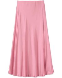 Oltre - Rokken ,Roze ,Satijn A-Lijn Viscose Satijnen Rok - Lyst