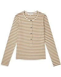 Munthe - Gestreiftes T-Shirt Mit Knopfleiste - Lyst