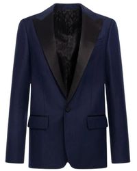 Roberto Cavalli - Jassen ,Blauw ,Wol Donkerblauw Single-Breasted Jas - Lyst